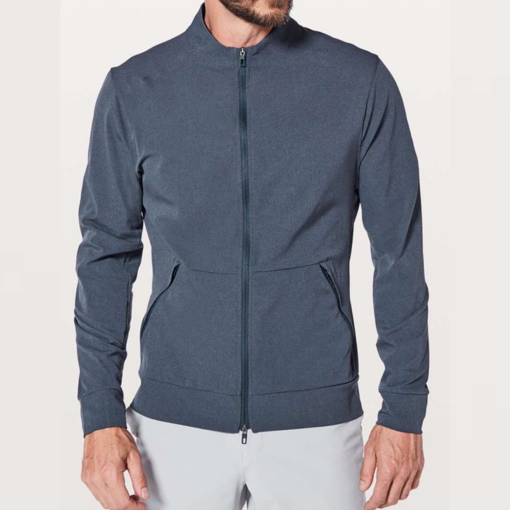Lululemon Airing Easy Jacket Blue Mens Sz XS Full Zip Track Technical Perforated